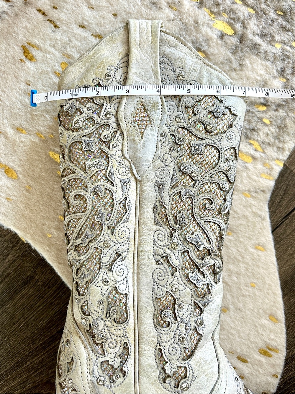 Corral Women's White Glitter Inlay Crystals Boots Bridal Collection 7.5 - Picture 14 of 14